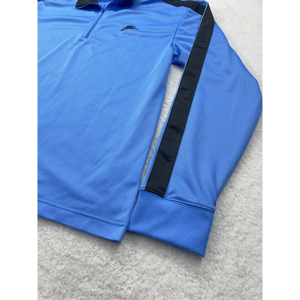 VTG Nike‎ Mens Blue Black Mesh Quarter Zip Pullover Track Jacket Long Sleeve L